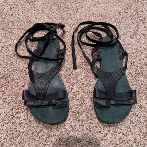 Free People Black Wrap Sandals